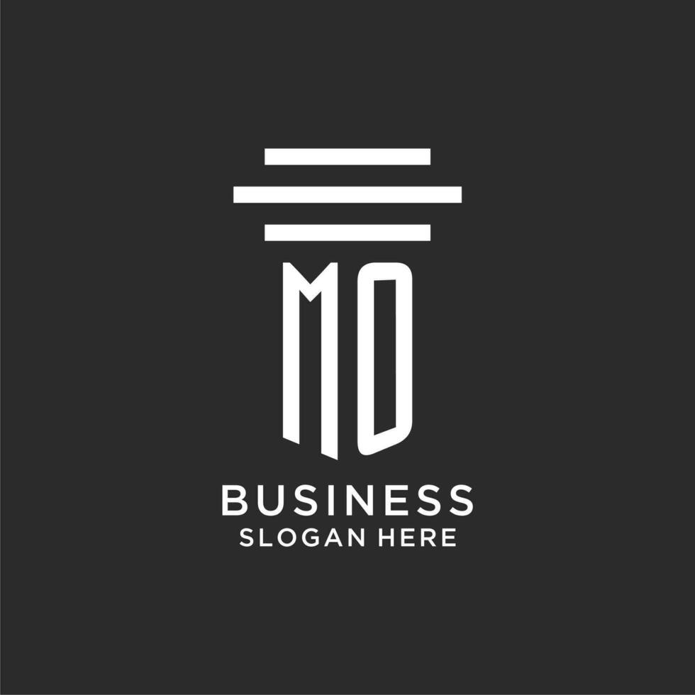 MO initials with simple pillar logo design, creative legal firm logo vector