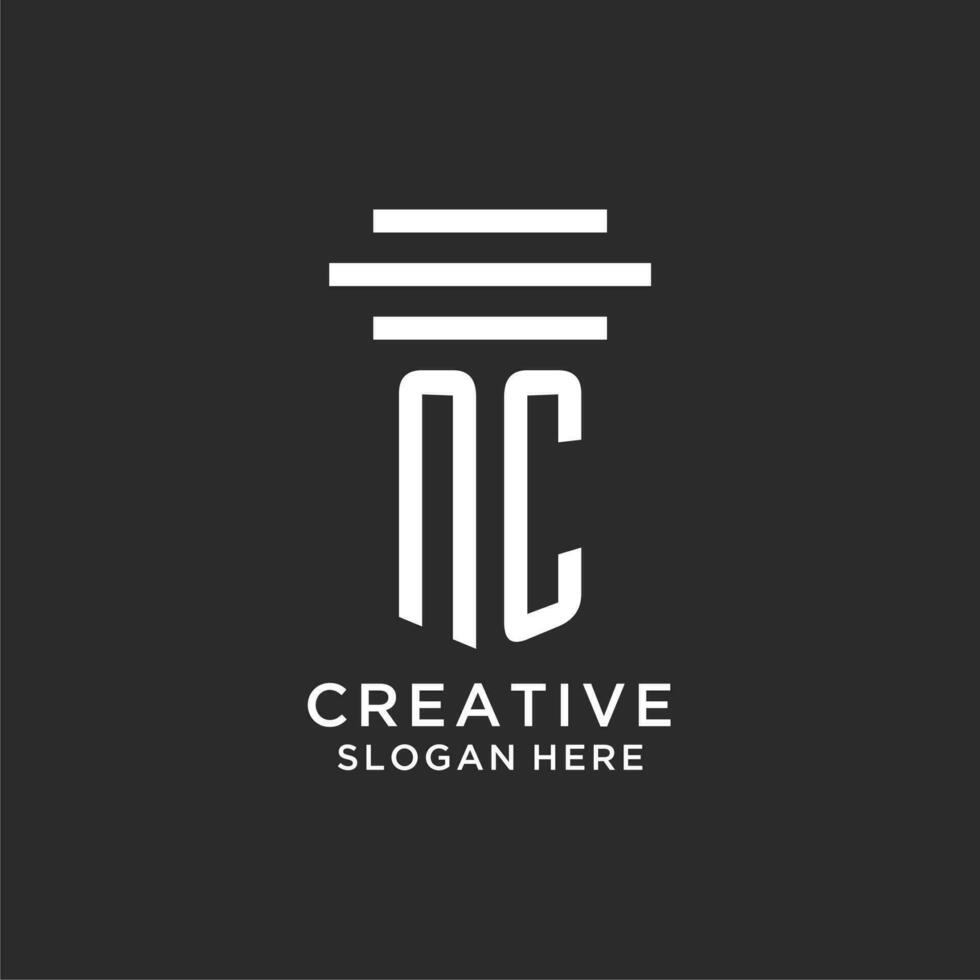 NC initials with simple pillar logo design, creative legal firm logo vector
