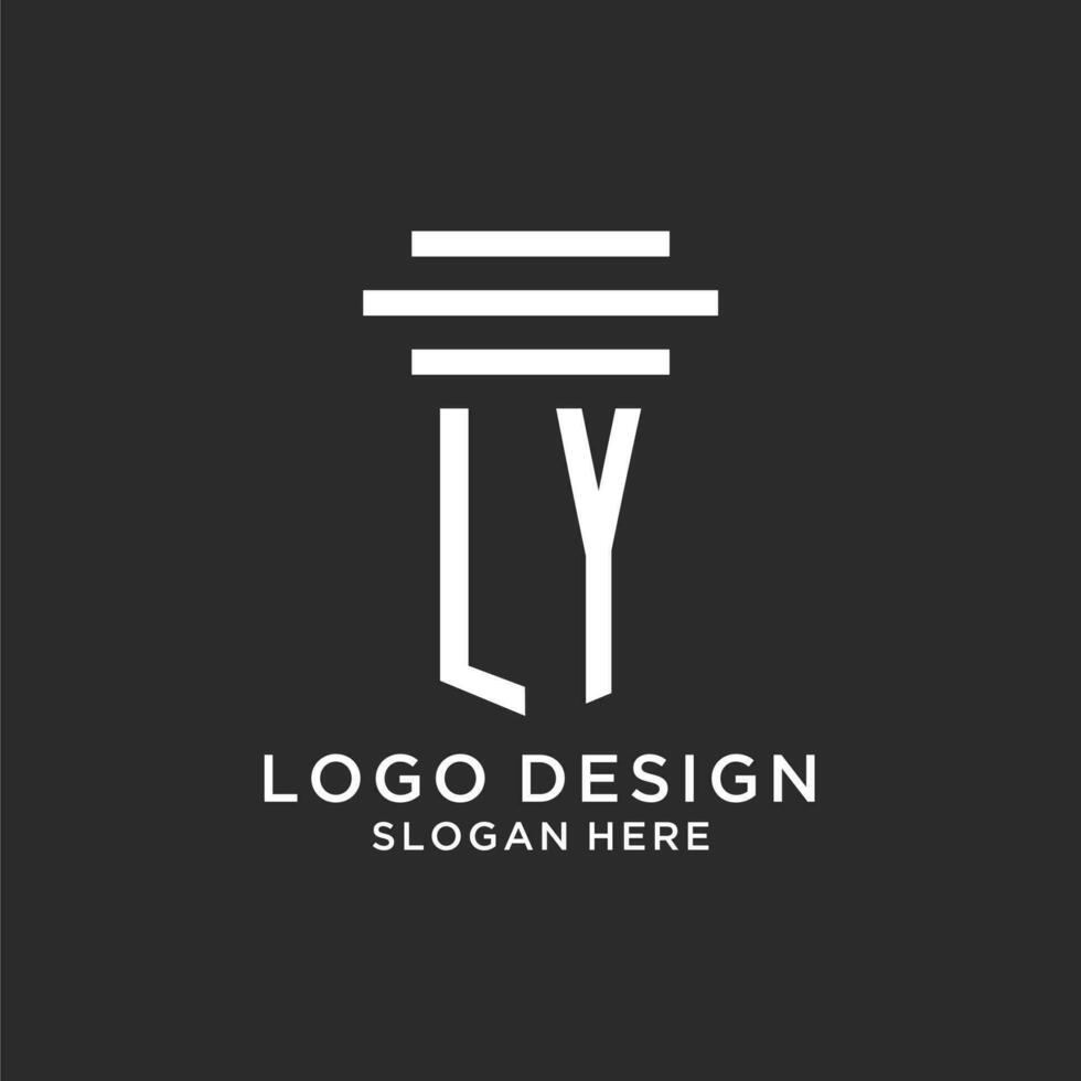 ly iniciales con sencillo pilar logo diseño, creativo legal firma logo vector