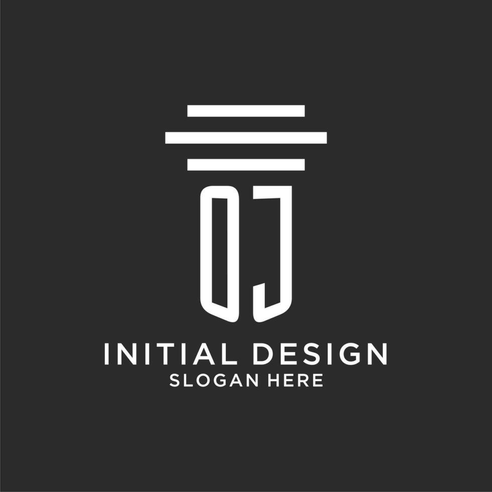 OJ initials with simple pillar logo design, creative legal firm logo vector