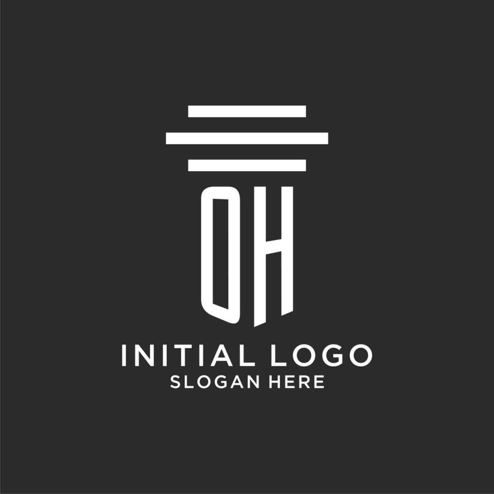 OH initials with simple pillar logo design, creative legal firm logo vector