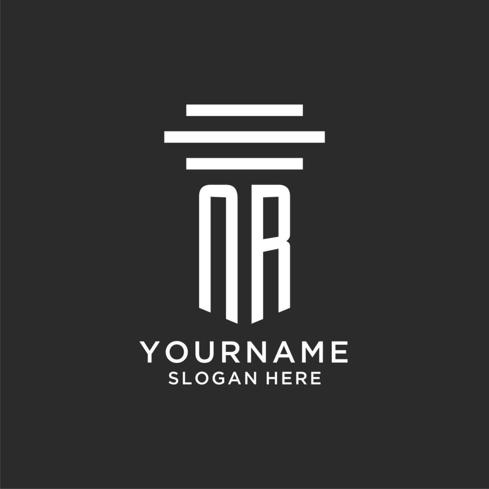 NR initials with simple pillar logo design, creative legal firm logo vector