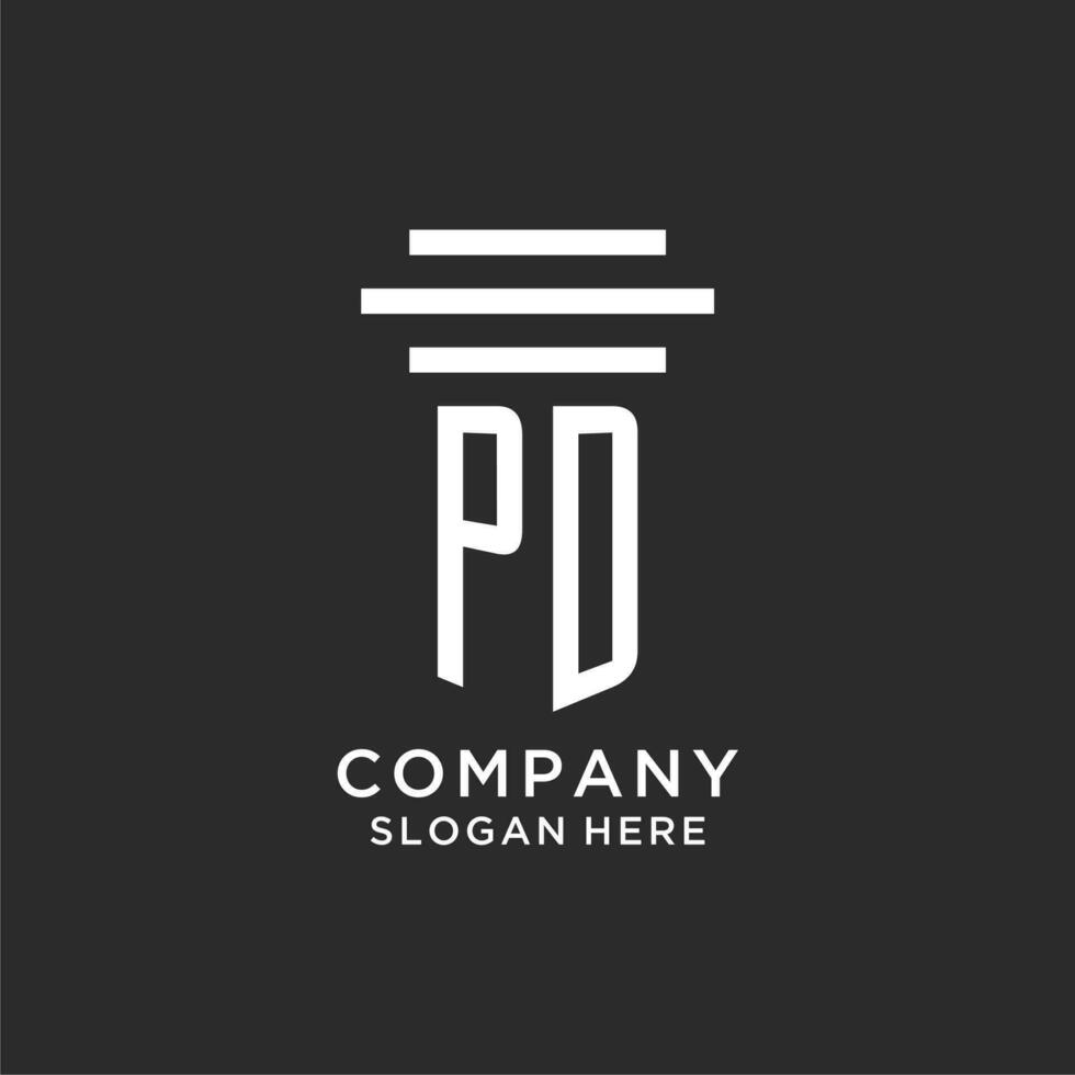 PD initials with simple pillar logo design, creative legal firm logo vector