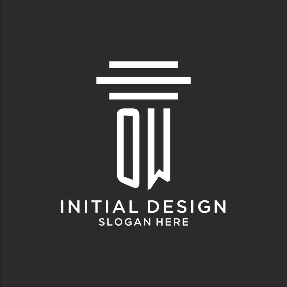 OW initials with simple pillar logo design, creative legal firm logo vector
