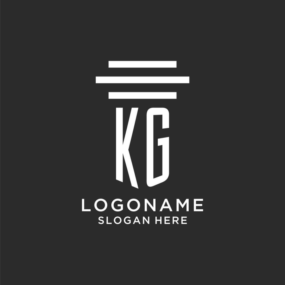 KG initials with simple pillar logo design, creative legal firm logo vector