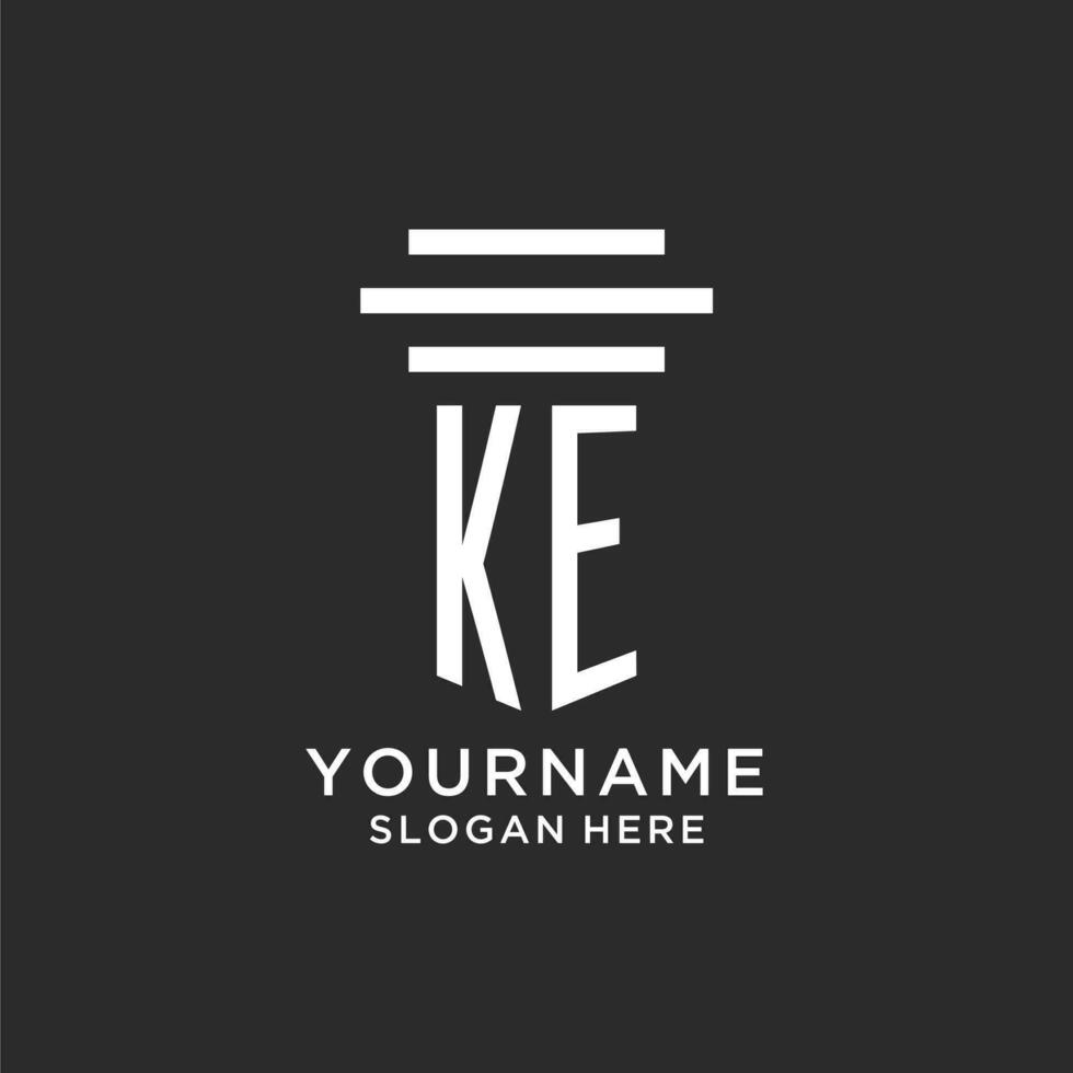 KE initials with simple pillar logo design, creative legal firm logo vector