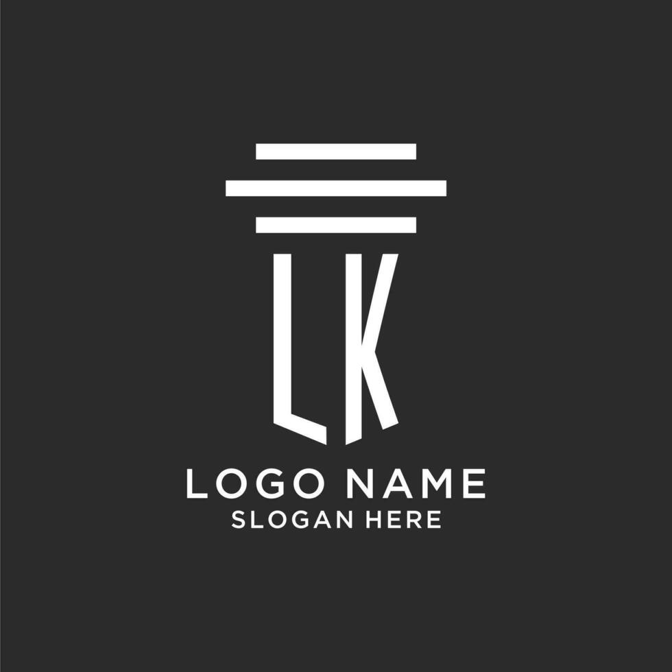 lk iniciales con sencillo pilar logo diseño, creativo legal firma logo vector