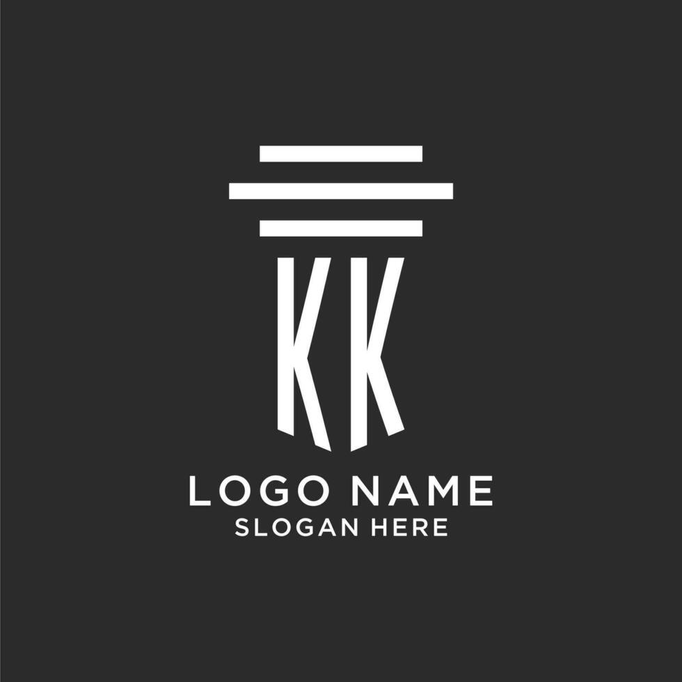 kk iniciales con sencillo pilar logo diseño, creativo legal firma logo vector