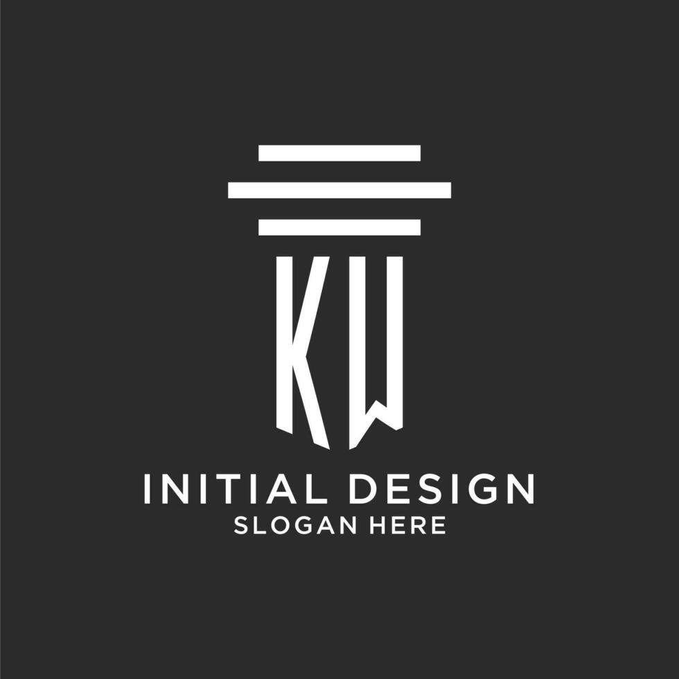kw iniciales con sencillo pilar logo diseño, creativo legal firma logo vector