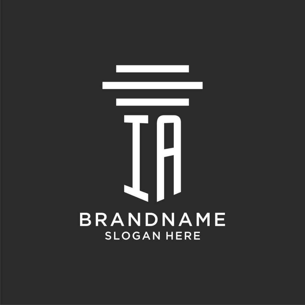 IA initials with simple pillar logo design, creative legal firm logo vector