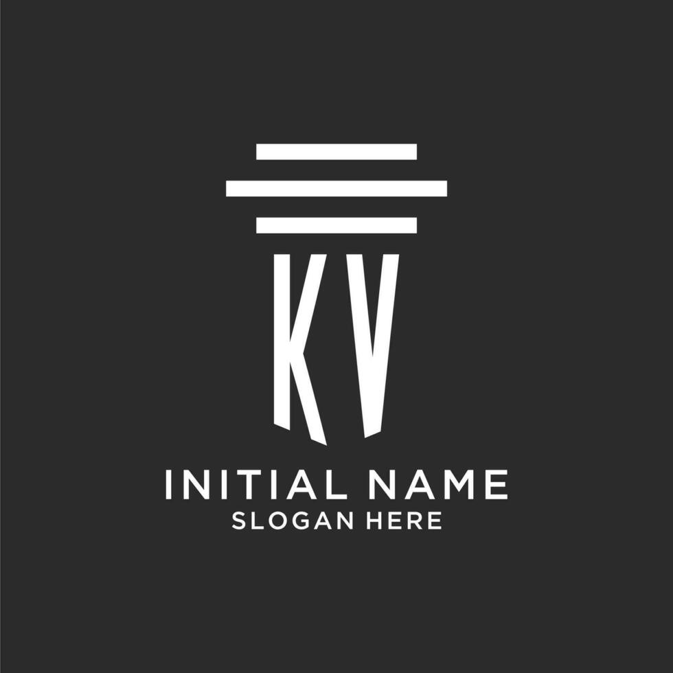 KV initials with simple pillar logo design, creative legal firm logo vector