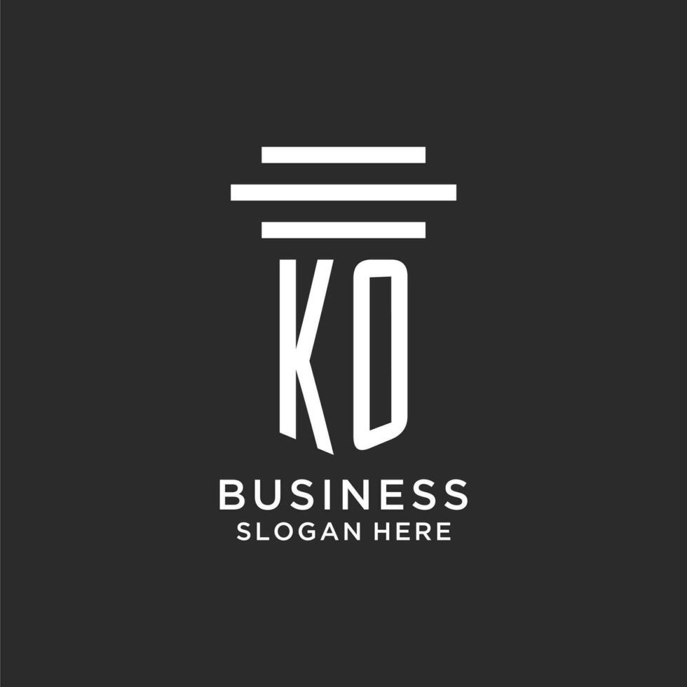 KO initials with simple pillar logo design, creative legal firm logo vector