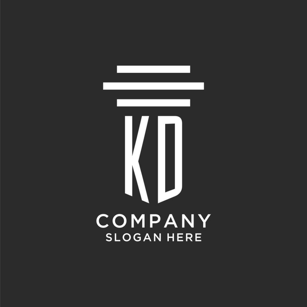 KD initials with simple pillar logo design, creative legal firm logo vector