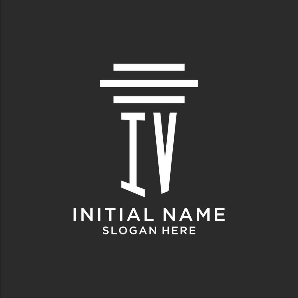 IV initials with simple pillar logo design, creative legal firm logo vector