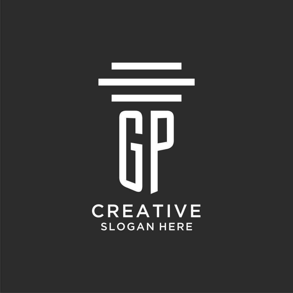 GP initials with simple pillar logo design, creative legal firm logo vector