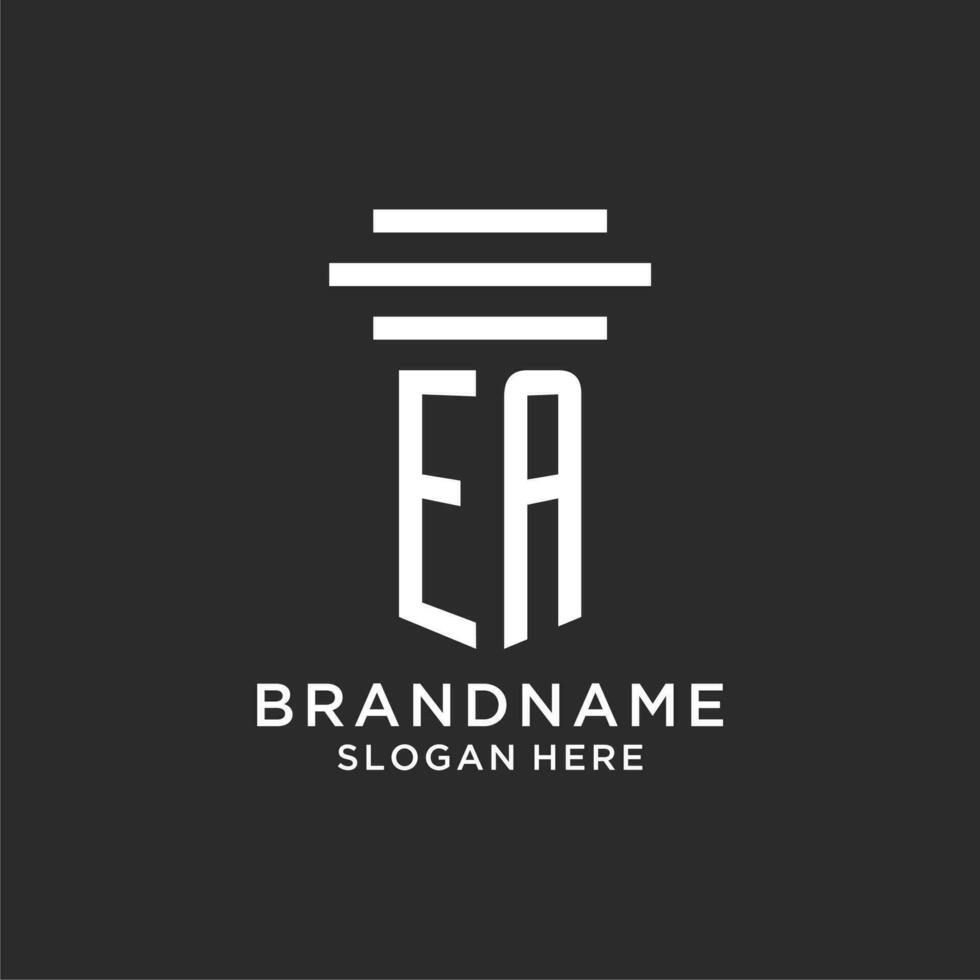 EA initials with simple pillar logo design, creative legal firm logo vector