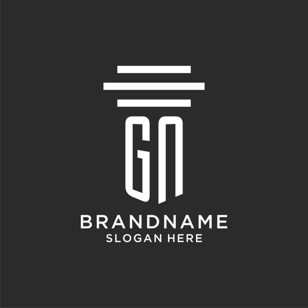 GN initials with simple pillar logo design, creative legal firm logo vector