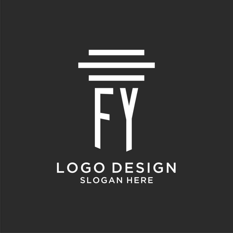 FY initials with simple pillar logo design, creative legal firm logo vector