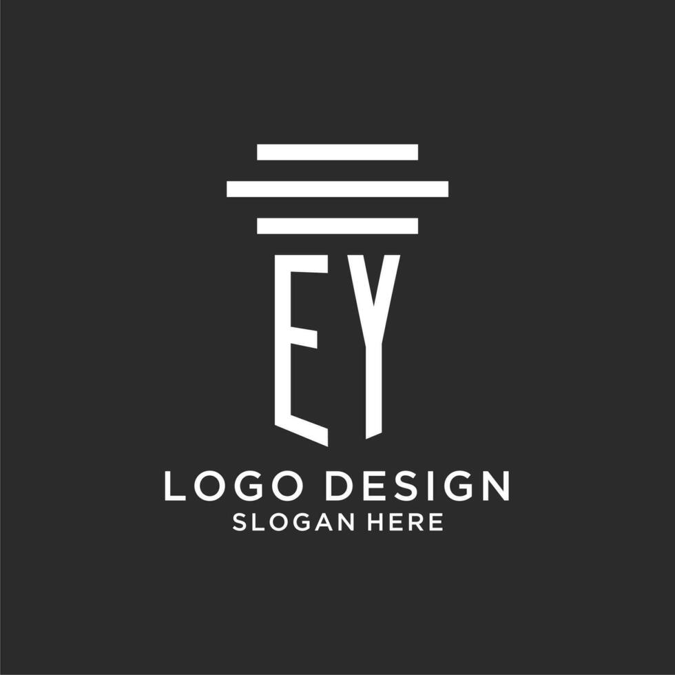 EY initials with simple pillar logo design, creative legal firm logo vector