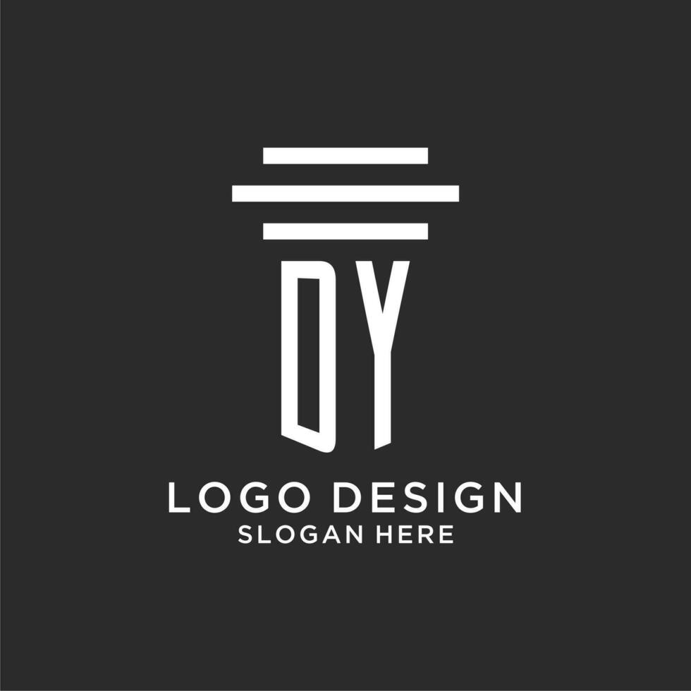 DY initials with simple pillar logo design, creative legal firm logo vector