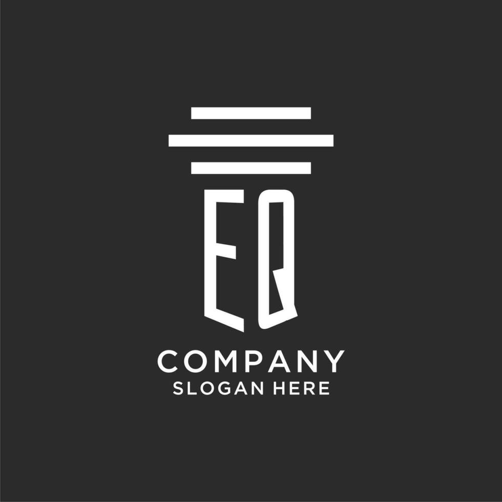 eq iniciales con sencillo pilar logo diseño, creativo legal firma logo vector