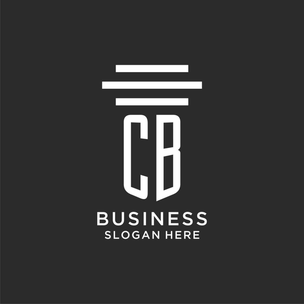 CB initials with simple pillar logo design, creative legal firm logo vector