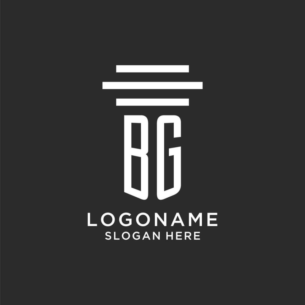 BG initials with simple pillar logo design, creative legal firm logo vector