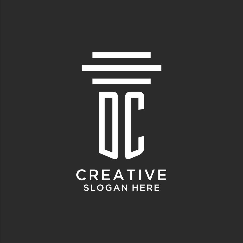 DC initials with simple pillar logo design, creative legal firm logo vector