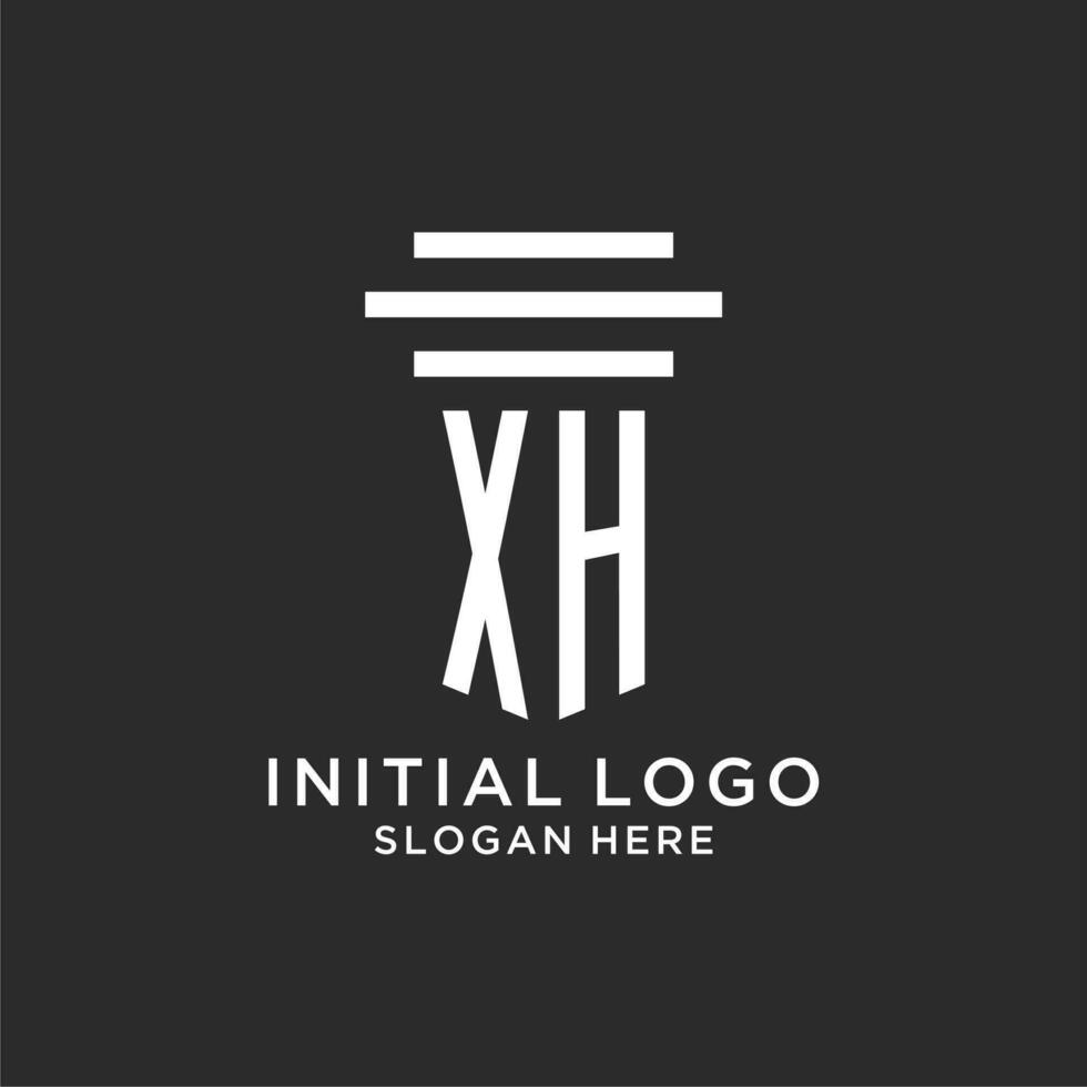 XH initials with simple pillar logo design, creative legal firm logo vector