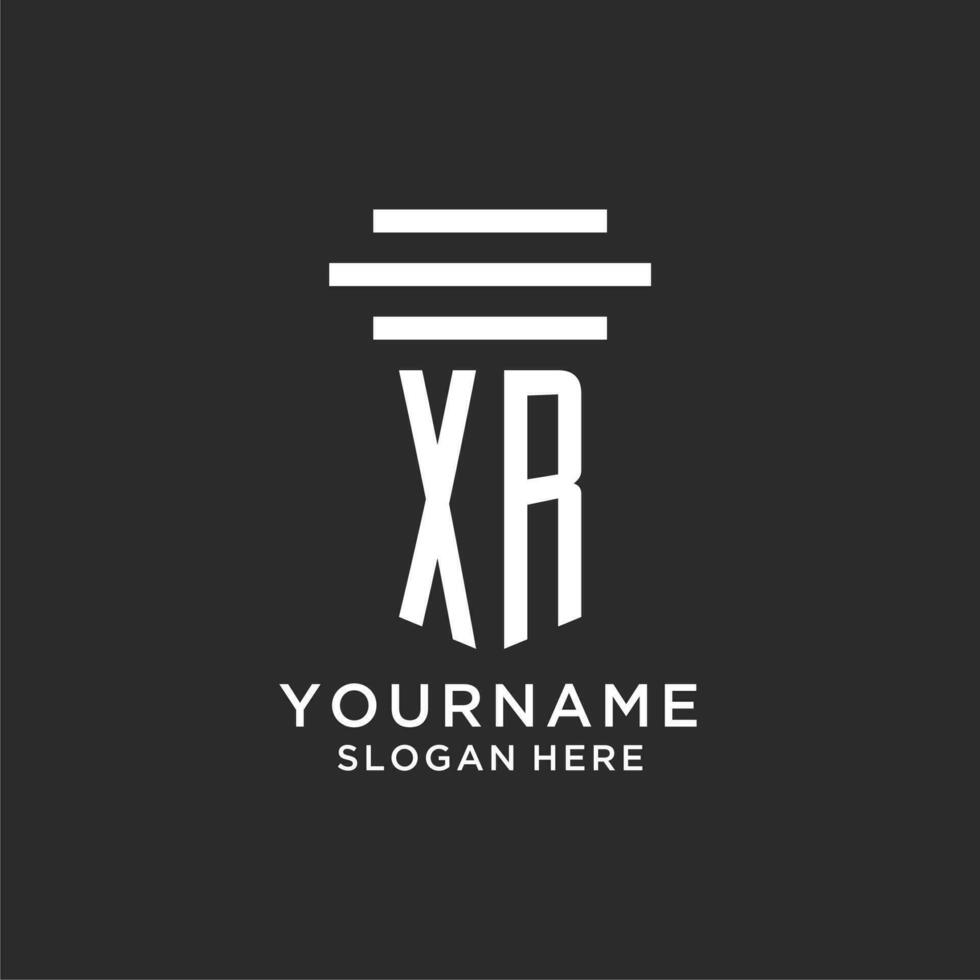 XR initials with simple pillar logo design, creative legal firm logo vector