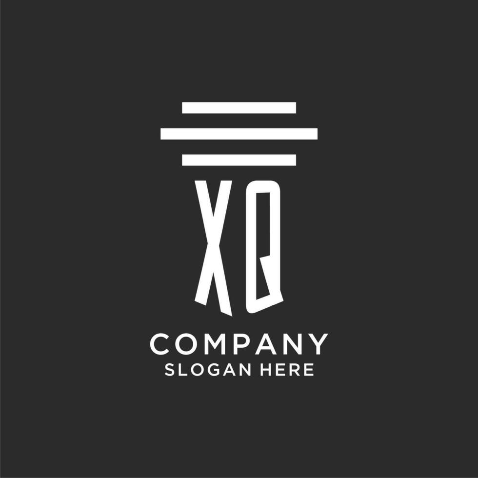 xq iniciales con sencillo pilar logo diseño, creativo legal firma logo vector