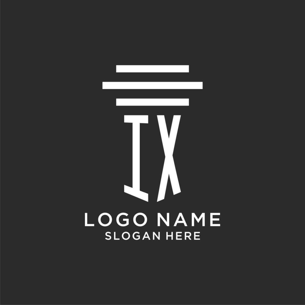 IX initials with simple pillar logo design, creative legal firm logo vector