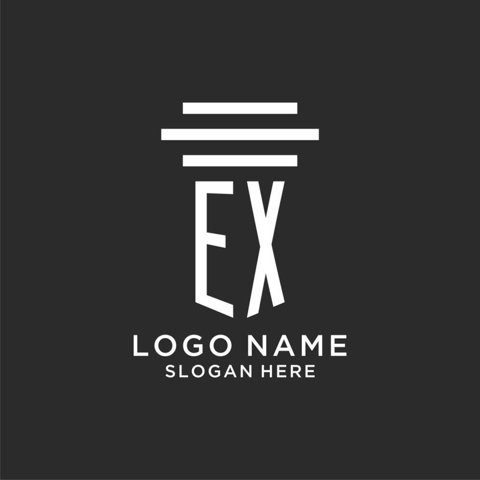 EX initials with simple pillar logo design, creative legal firm logo vector