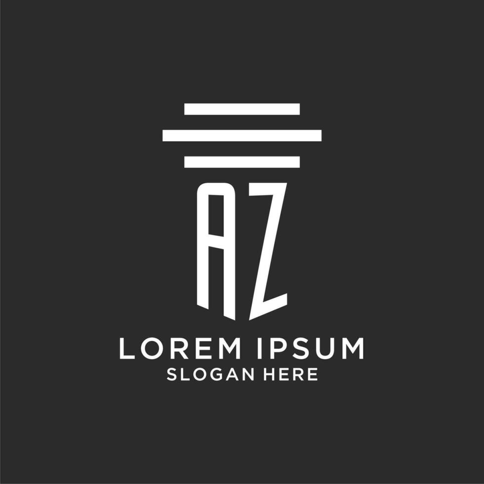 AZ initials with simple pillar logo design, creative legal firm logo vector