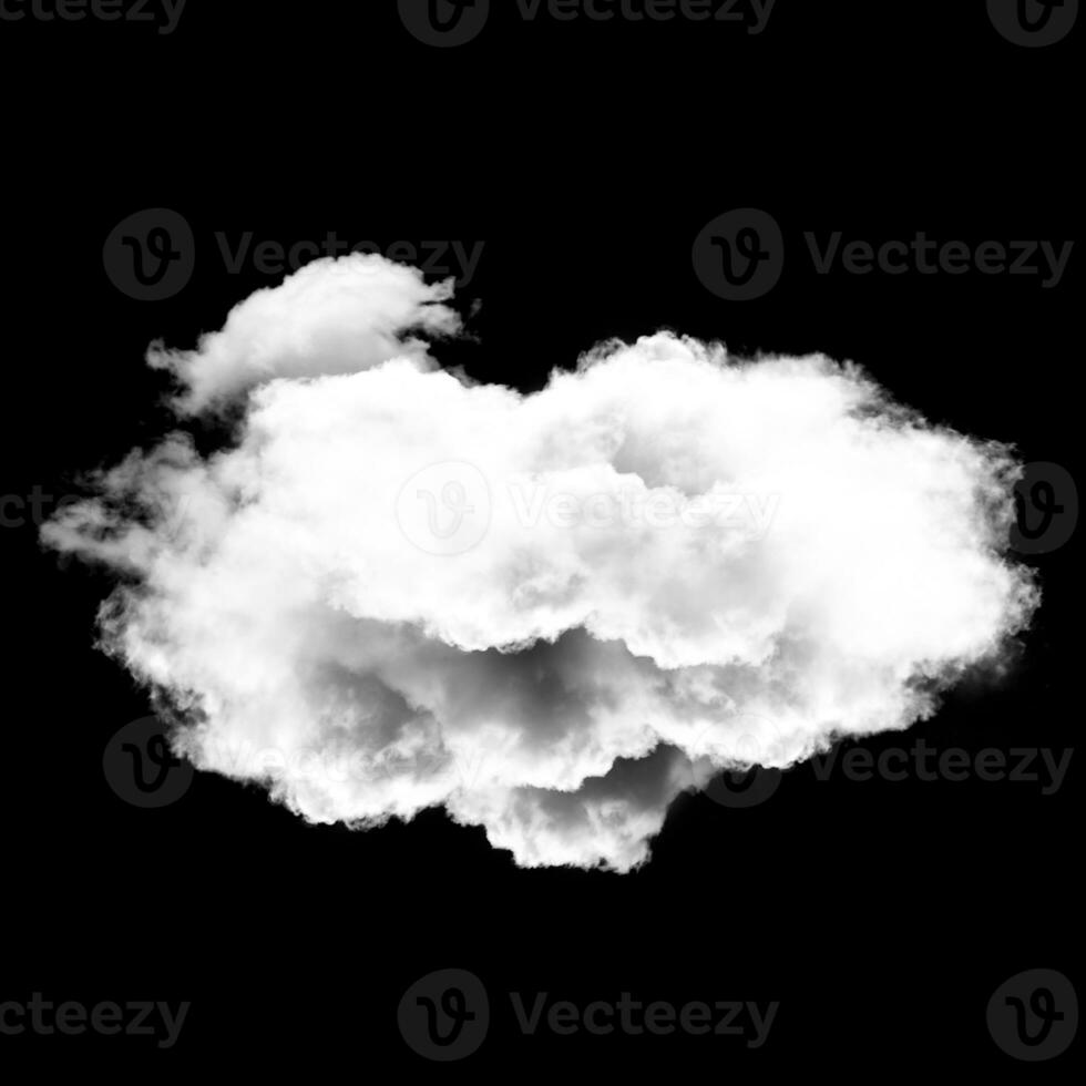 Single white round cloud isolated over black background photo
