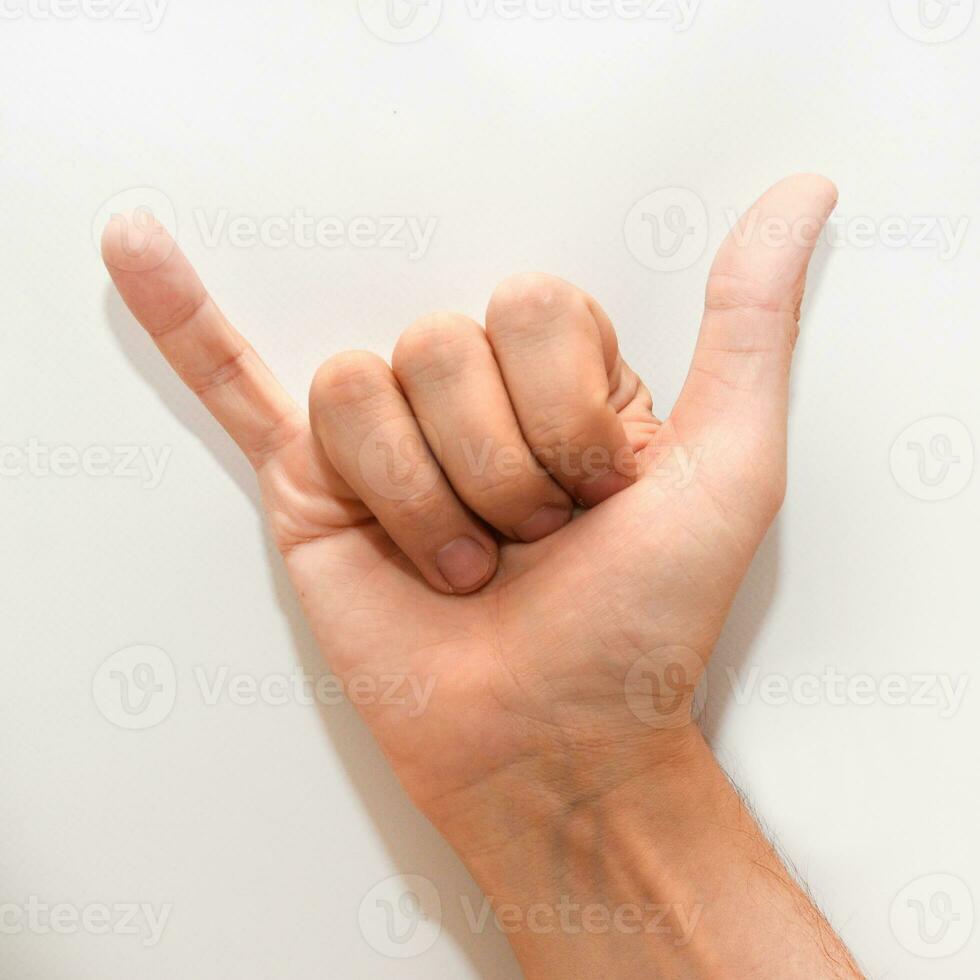 Letter Y in American Sign Language ASL for deaf people photo