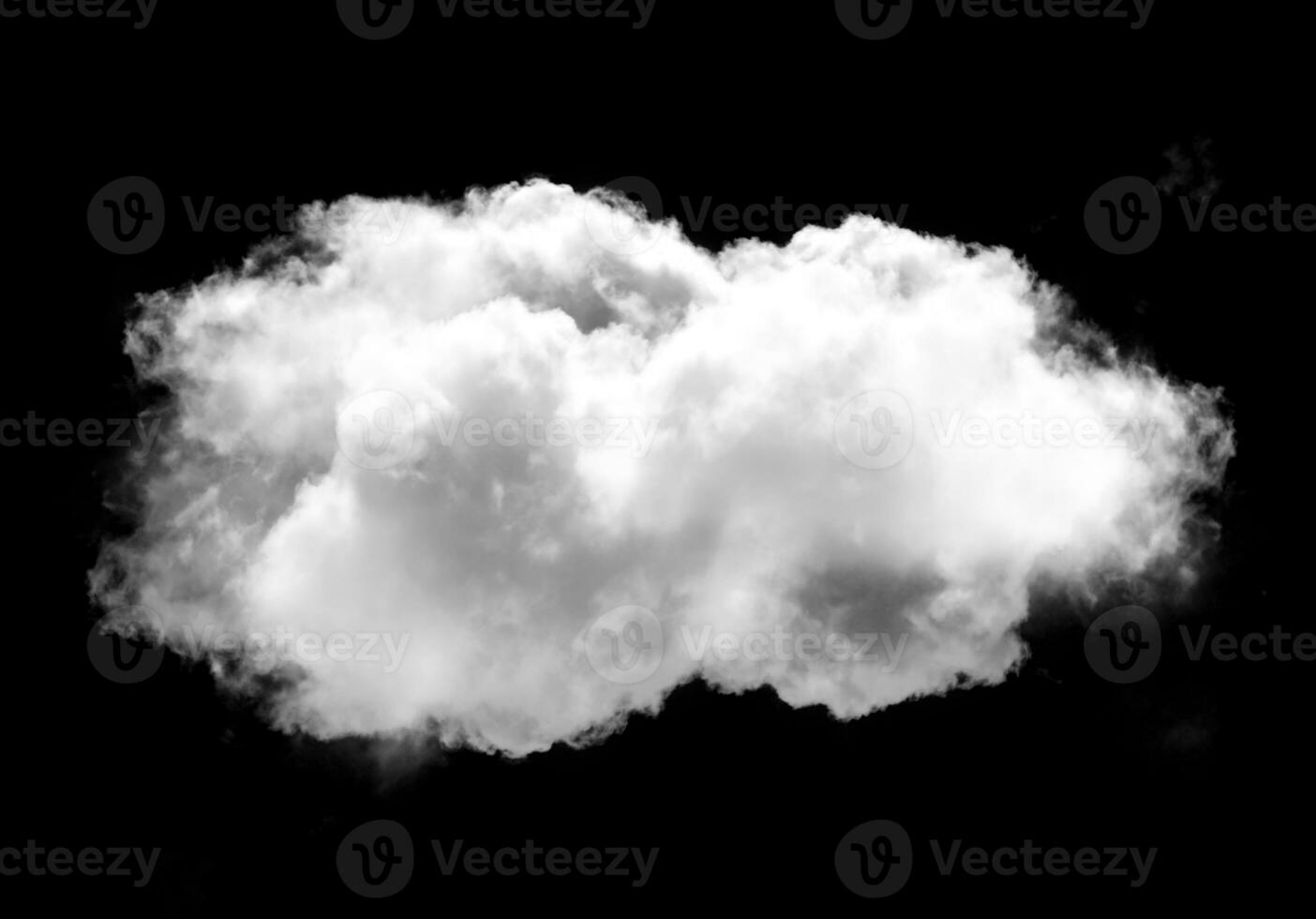 Realistic cloud shape isolated over black background photo