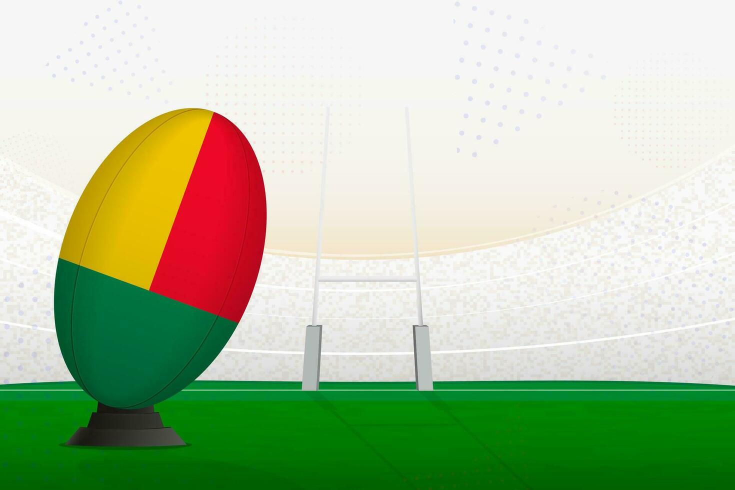 Benin national team rugby ball on rugby stadium and goal posts, preparing for a penalty or free kick. vector