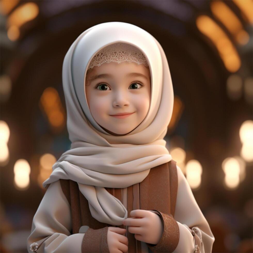 Beautiful happy muslim kids smiling photo