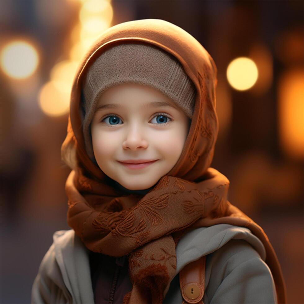 Beautiful happy muslim kids smiling photo