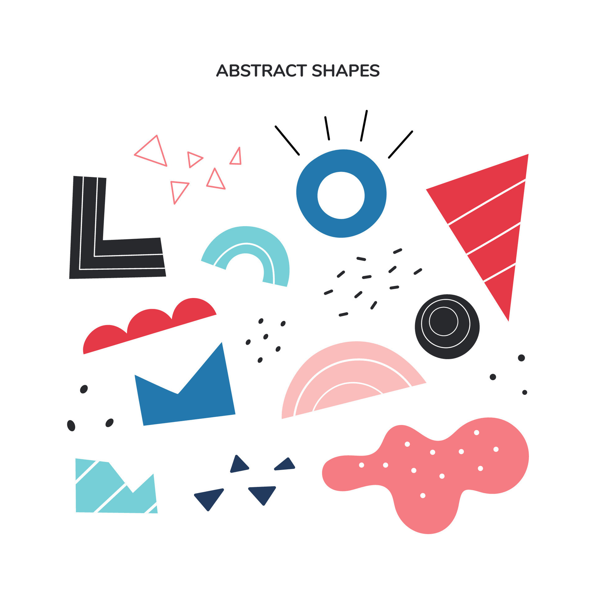 Abstract geometric shapes Collection. Vector Hand drawn various shapes