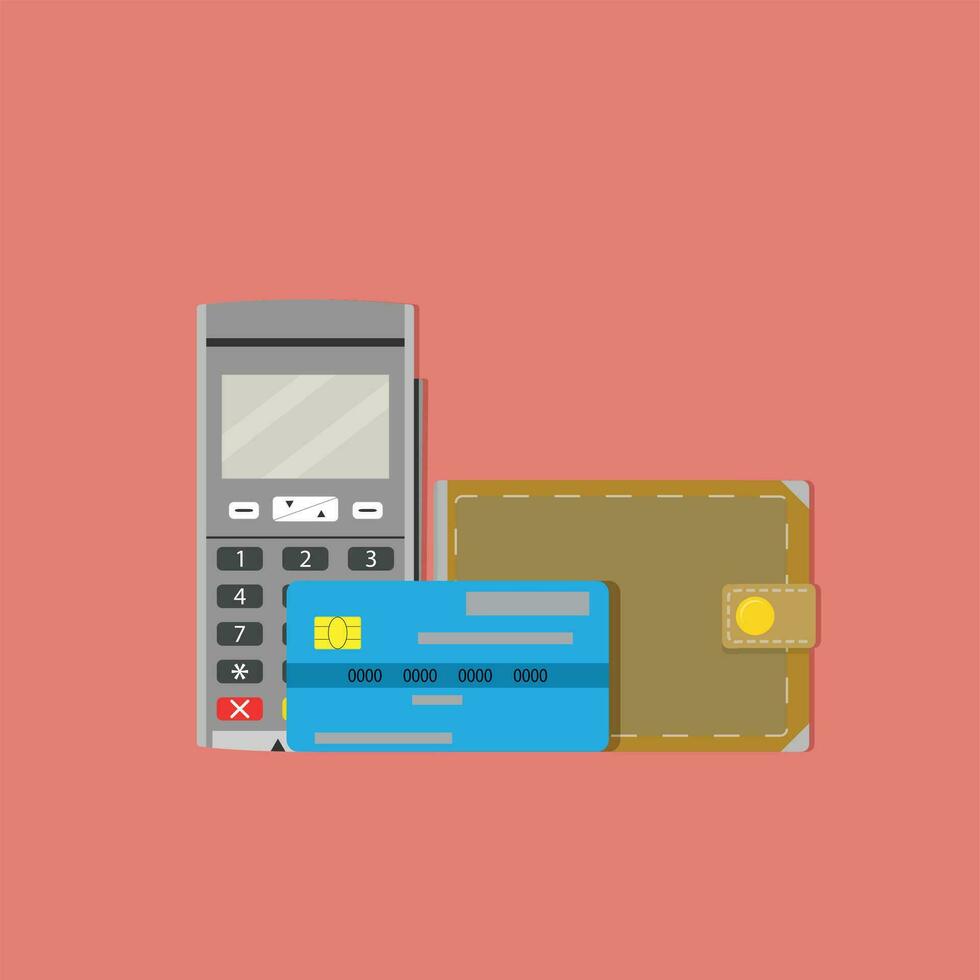 comercial compras con pago transacción Terminal. vector ilustración