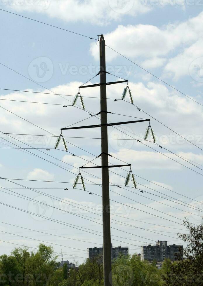 Electric line, electricity wires, high voltage lines photo