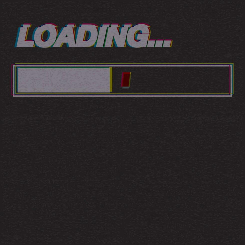 LOADING word with loading bar CMYK colors overlap transparent riso print effect vector illustration on black background have blank space.