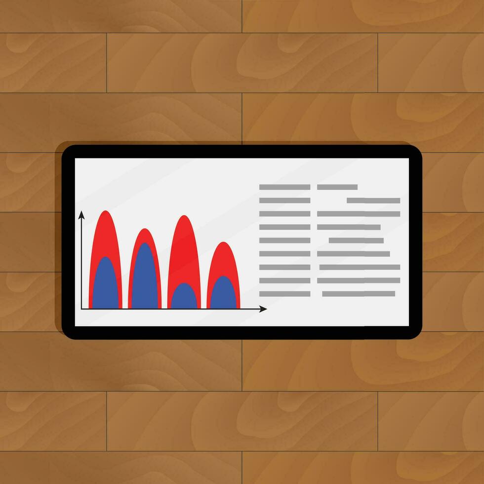 tableta con negocio información diagrama bandera en digital artilugio, vector ilustración