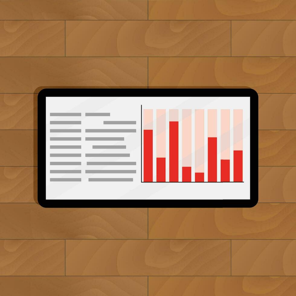 Business information on tablet. Info chart visualization, business statistical graph information. Vector illustration