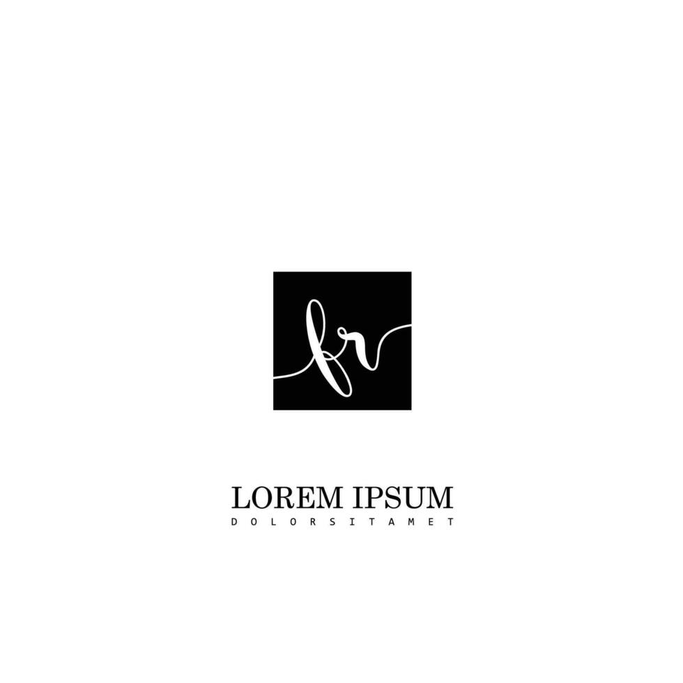 FR Initial Handwriting In Square Frame Template Design vector