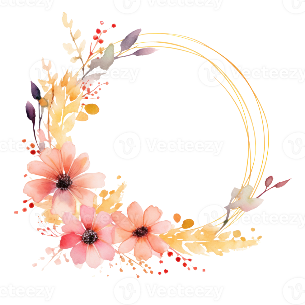 Watercolor floral frame png