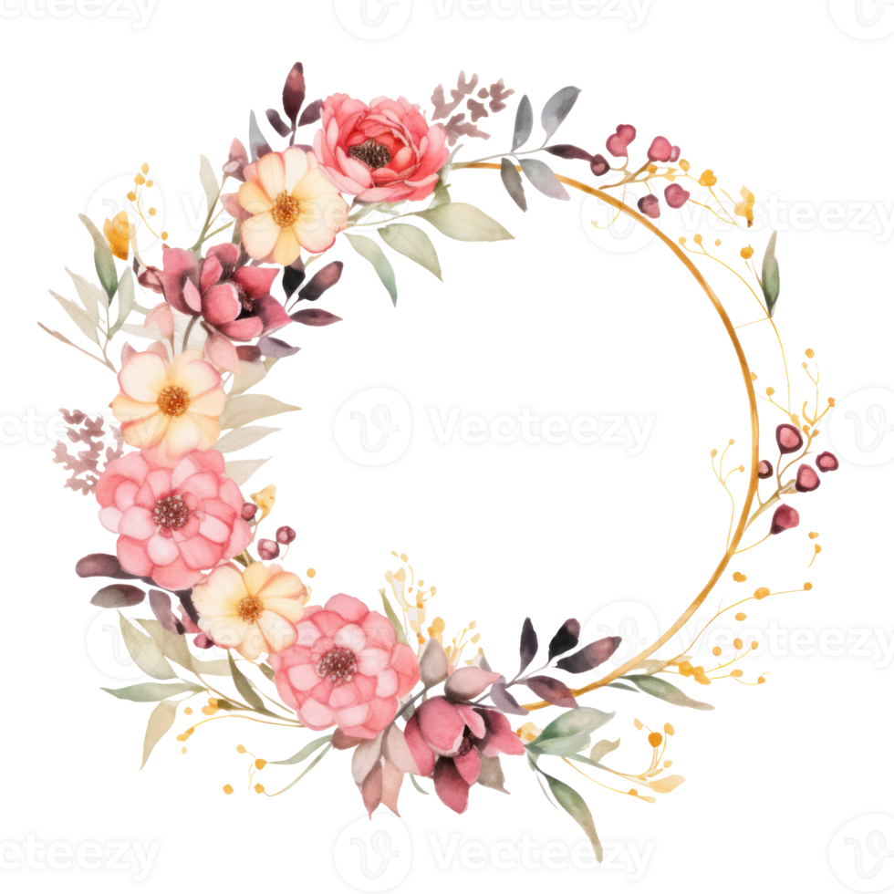 Watercolor floral frame png