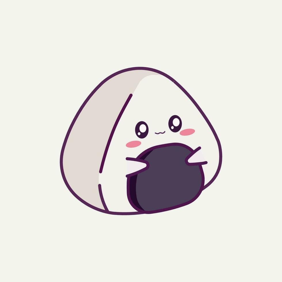 Cartoon of a kawaii onigiri with a cute face vector